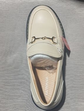 Cream Leather Horsebit Loafer for Women